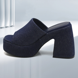 CHICKITA Block Heel Platform Mules Spin One-Band Platform Sandals AZUL VAQUERO on dating - Product Image 2