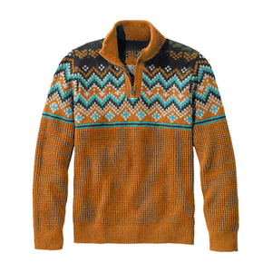 Fabrika Özel Tasarım İzlanda Norveç Kar Tanesi Jakarlı Yarım Fermuarlı Yüksek Yaka Polyester Erkek Süveteri İskandinav Kışlık Örme - Product Image 2