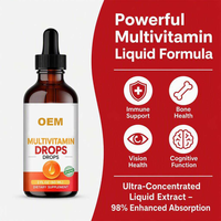 Complément alimentaire liquide multivitaminé naturel à marque privée, végétalien, sans OGM, pour la mémoire, le sommeil et le soutien immunitaire, 2 fl oz pour adultes