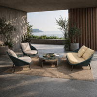 Ensemble de canapés d'extérieur en corde tressée, mobilier de salon extérieur en aluminium pour hôtels, villas et projets de terrasses