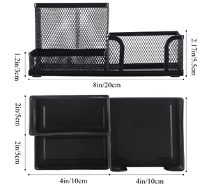 Porte-stylos en maille, organiseurs de bureau, porte-crayons pour bureau, 3 compartiments, fournitures de bureau en métal avec porte-notes adhésives - Product Image 2