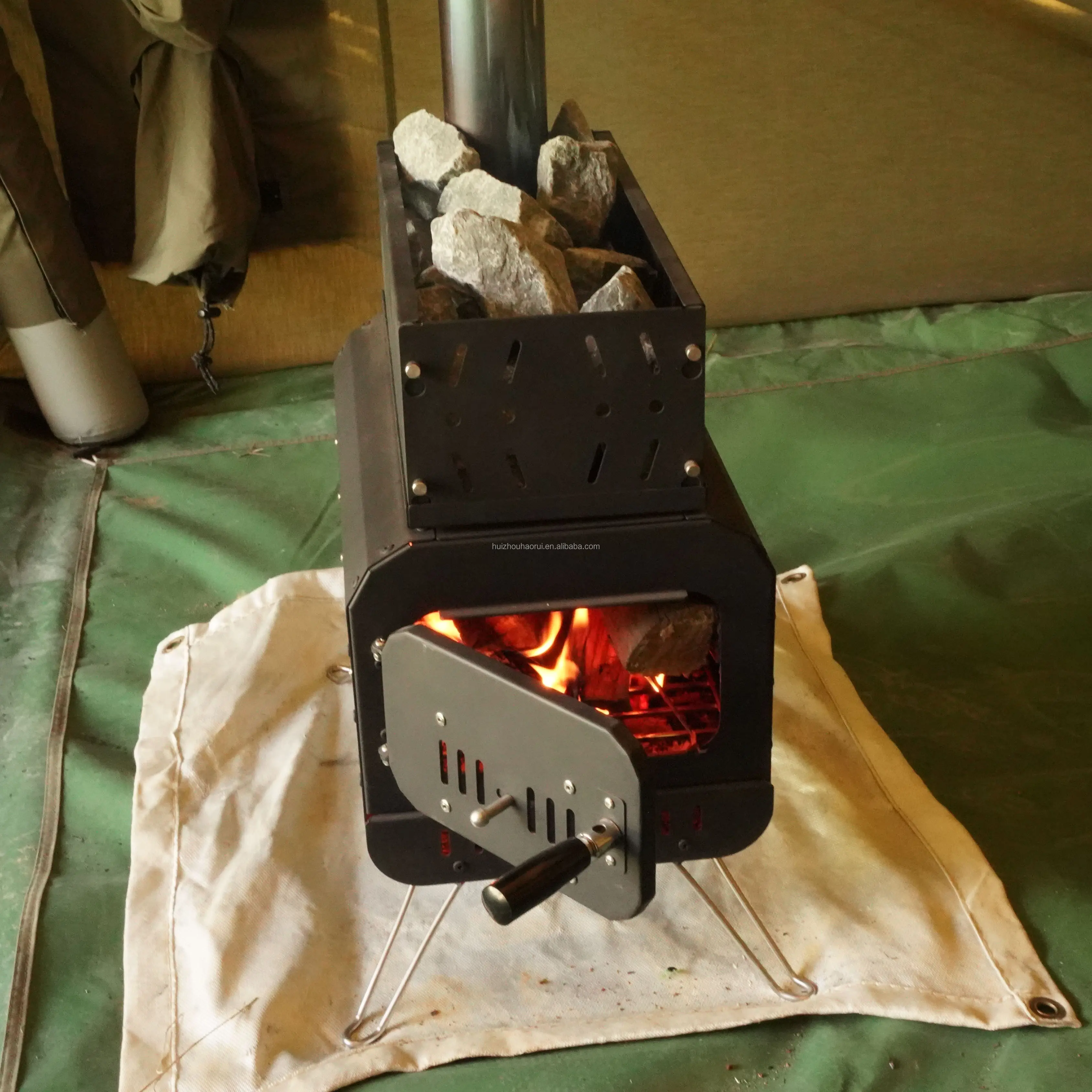 תנור עצים נייד חיצוני אוהל קמפינג חימום תנור סאונה מקורה