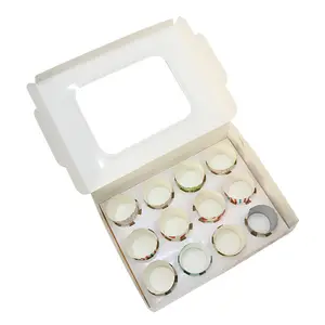 무료 샘플 제공 4, 6, 12 홀 보통 백색 마분지 컵케익 상자 PVC 창