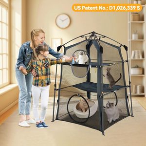 Itent Chat Enclos Chaton Chat Tour Tente 3 Niveaux Écologique Chat Cage Portable Pliable Deux Portes Conception 15kg Capacité Tout - Product Image 2