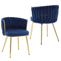 Chaises de salon de meubles au design moderne en tissu de velours nordique bon marché chaise de salle à manger rembourrée avec pied en métal doré