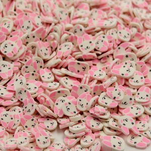 1 kg/sac – Tranches de pâte polymère en forme de lapin <span class=keywords><strong>rose</strong></span> personnalisables, directement de l'usine, pour la décoration d'ongles DIY - Product Image 3