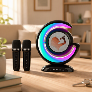 Mini Caixa de Som Portátil para Karaokê com Microfones, Luzes LED RGB, Sem Fio, Ideal para Festas e Uso em Casa - Product Image 4