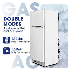 Refrigerador Vertical con Congelador Superior, a Gas, para Uso en Exteriores y en el Hogar, con Almacenamiento Local - Product Image 1