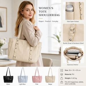 Trendy PU Leather <b>Tote</b> Handbag Women Large Capacity Multi <b>Pocket</b> Shoulder <b>Bag</b> <b>with</b> Charm Wholesale - Product Image 1