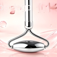 Masseur à rouleaux double tête en acier inoxydable 304, grattoir Gua Sha en forme de cœur, coffret cadeau, outil de beauté pour les yeux