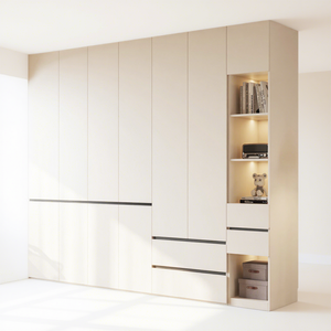 Armario de Madera Maciza Huide Color Crema, Puerta con Bisagras sin Tiradores, Almacenamiento para Dormitorio, Gran Capacidad, Nuevo Diseño 2024 - Product Image 5