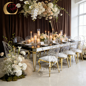 Restaurant 8 Seater Modern Luxury Rectangle <b>Mirror</b> Stainless Steel Dining <b>Table</b> for Hotel Use - Product Image 3