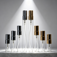 Flacons de parfum vides en verre de 2 ml, 3 ml, 5 ml, 10 ml avec bouchon à vis, atomiseur à fine brume noir/doré/argenté pour échantillons de voyage