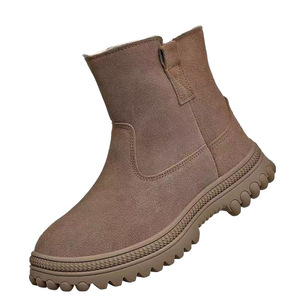 Botas de Nieve para Hombre, Color Marrón Castaño, con Cremallera Lateral, Tacón Medio, Forro Polar, Cálidas, Estilo de Trabajo para Exteriores, Color Sólido - Product Image 5