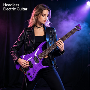 Guitare électrique sans tête personnalisée en usine, 6 cordes, corps en acajou, manche en érable, micros H-H, instrument de performance de voyage - Product Image 3