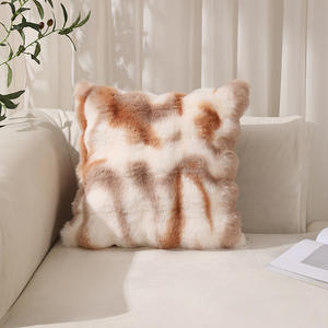 Hochwertige Kaninchen fell Couch Kissen Home Decor Kissen bezug Tie-Dyed Fur Throw Kissen bezug - Product Image 6