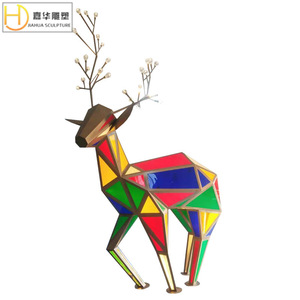 Jiahua Illuminated Faceted <b>Deer</b> Stainless Steel Outdoor Geometric Animal Sculpture Christmas Decoration - Product Image 5