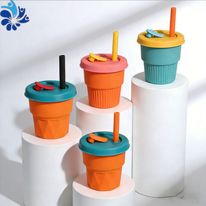 Tasse pliable en silicone de 400 ml avec paille, portable pour enfant, légère, pour boisson - Product Image 5
