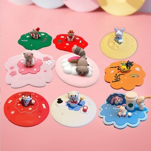 Factory Custom Silicone Coffee <b>Cup</b> Cute Lid Reusable Cartoon Silicone Drinking <b>Cup</b> Lids Cover for <b>Cups</b> - Product Image 1
