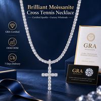 Collier unisexe chaîne tennis avec pendentif croix en moissanite 3mm 4mm en argent sterling 925, certifié GRA, best-seller