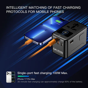 محول سفر عالمي PD200 GAN عالي الطاقة مع منافذ USB من النوع C للاستخدام مع أجهزة الكمبيوتر المحمول والكاميرات الصناعية - Product Image 2