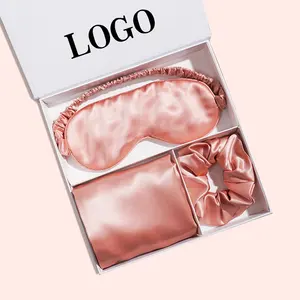 Vente en gros 100% Taie d'oreiller en soie de mûrier Coffret cadeau pour femmes Logo personnalisé comprenant des boîtes-cadeaux Taie d'oreiller en soie pure