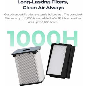 Purificador de Aire Creality con Filtración de 360 Grados, Filtro de Carbón Activado de Alta Densidad, Pantalla de Calidad del Aire, Color Negro, para Hogar y Oficina - Product Image 3