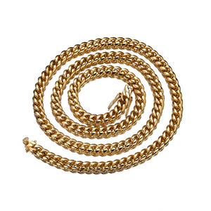 Collar de eslabones cubanos de acero inoxidable para hombre y mujer, cadena de eslabones de oro de estilo Hip <span class=keywords><strong>Hop</strong></span> de 18mm - Product Image 5