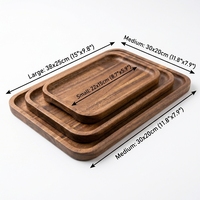 Ensemble de 3 plateaux en bois d'acacia, grand, moyen et petit, coins arrondis, pour servir les aliments, planches à charcuterie