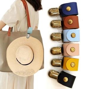 Ztc371 Leather Hat Clip Multi Color Travel <b>Backpack</b> Organizer Unisex Straw Hat <b>Accessory</b> With Metal Clasp For Outdoor Use - Product Image 2