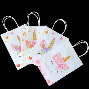 New Paper Gift <strong>Bag</strong> <strong>unicorn</strong> Birthday <strong>Party</strong> Theme Cartoon White Portable Kraft Paper <strong>Bag</strong> - Product Image 2