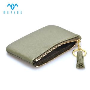 Haute qualité Vintage Euro Zip <span class=keywords><strong>porte</strong></span>-<span class=keywords><strong>monnaie</strong></span> sac à main vert en <span class=keywords><strong>cuir</strong></span> véritable Simple mais élégant pour une utilisation de souvenirs - Product Image 5
