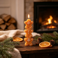 Handgemachte Sojawachs-Lebkuchenmann-förmige Aromatherapie-Kerze mit individuellem Duft - Umweltfreundliches Feiertagsgeschenk für Hochzeiten und Partys
