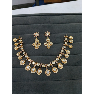Conjunto de Collar y Pendientes de Cristal con Baño de Oro para Mujer, con Corte de Pera y Diamantes de Imitación, Joyería de Moda para Novias y Fiestas - Product Image 3