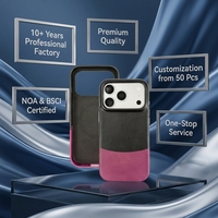 Étui de téléphone en cuir véritable exclusif et personnalisé - Protection intégrale antichoc magnétique bicolore pour iPhone 15-17 Pro