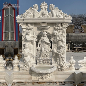 Fuente de Pared de Mármol de Lujo <span class=keywords><strong>TREVI</strong></span>, Tallada a Mano en Piedra Natural Blanca, Fuente de Cascada para Jardín Exterior, Decoración de Villas - Product Image 5