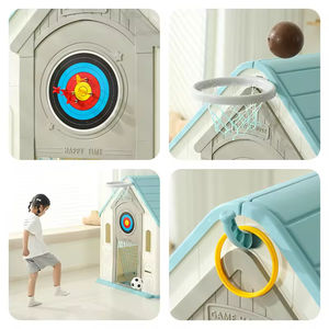 Casetta da Gioco per Bambini da Esterno con Porte e Finestre in Plastica Set da Gioco per Interni per Bambini Piccoli Casetta Cottage da Giardino - Product Image 5