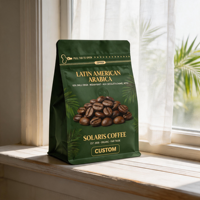 Sachet à café à fond plat avec valve unidirectionnelle et fermeture à boucle métallique, impression personnalisée en gravure pour l'emballage de café de style traditionnel