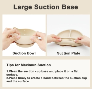 Ensemble de fournitures de sevrage LED en silicone pour l'alimentation du bébé comprenant des bols à succion assiettes divisées ustensiles à bavette réglables essentiels pour l'alimentation - Product Image 4