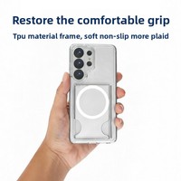 Étui de téléphone magnétique avec poche pour carte intégrée 2 en 1 Samsung Galaxy S24 Ultra, coque de protection transparente en cristal avec porte-cartes