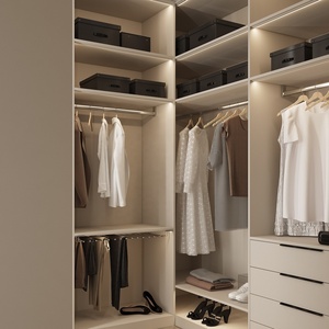 Armario Moderno <span class=keywords><strong>para</strong></span> Dormitorio con Puertas Corredizas Planas, Gran Capacidad de Almacenamiento, Barra <span class=keywords><strong>para</strong></span> Colgar, Estantes, Diseño que Ahorra Espacio - Product Image 2