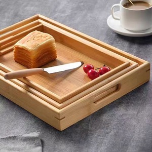 Bamboo Rectangular Serving <b>Tray</b> <b>Large</b> Size With Handles For Desserts Tea Coffee Home Use - Product Image 2