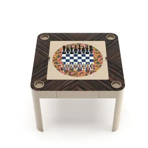 Table de jeu multifonctionnelle 4-en-1 convertible - Échecs, poker, porte-gobelets, boîte à jetons, accessoires de mahjong - Utilisation familiale - Product Image 5