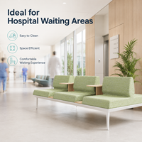 Banc d'attente modulaire de luxe pour hôpitaux avec tables de séparation intégrées pour la réception des cliniques et des halls d'accueil