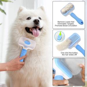 Spazzola autopulente in plastica per la rimozione dei peli di cani, cuccioli, conigli e gatti, ideale per la toelettatura e la rimozione del pelo in eccesso. - Product Image 3