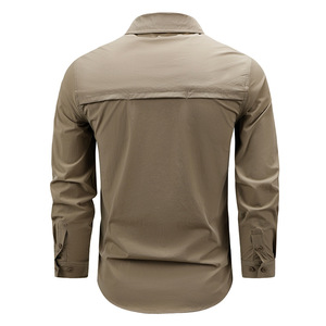 Chemise tactique à séchage rapide, manches longues, <span class=keywords><strong>tissu</strong></span> nylon extensible avec poches zippées, dos en maille respirante pour la randonnée et le camping en plein air - Product Image 5