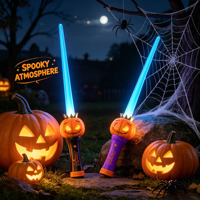 Baguette lumineuse LED citrouille télescopique pour Halloween, bâton lumineux clignotant en plastique non toxique pour cadeaux de fête d'enfants, vente en gros