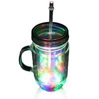Werbeartikel: Transparenter LED-Bierkrug mit Deckel und Strohhalm für Halloween, Thanksgiving und Weihnachten