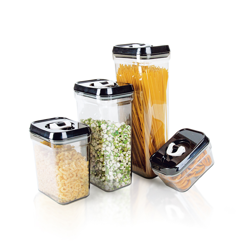 Black Lid Plastic Food Storage Jars