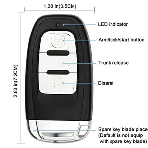 Small Phone APP Control Pke Push Start Car Alarm System With Remote Engine Start